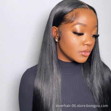 Wholesale Long Hair Silky Straight 26inch Lace Front Wig With Preplucked Virgin Cuticle Aligned Hair Human Hair Wigs